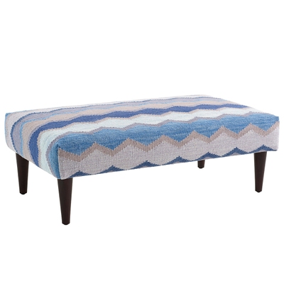 Safety Net Blue Tapered Tobacco Leg Rug Ottoman