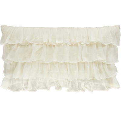 Savannah Linen Gauze Ivory Tier Ruffle Decorative Pillow