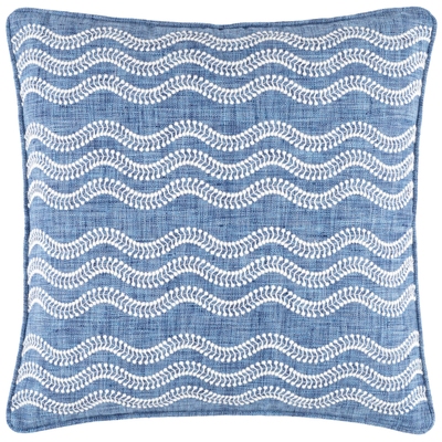 Scout Embroidered French Blue Indoor/Outdoor Decorative Pillow