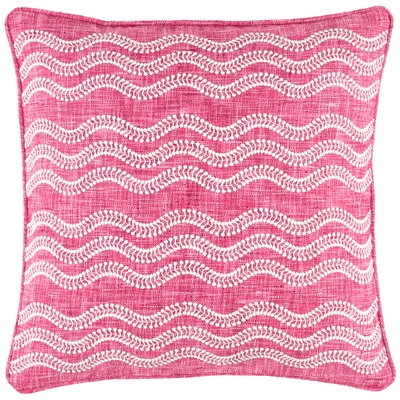 Scout Embroidered Fuchsia Indoor/Outdoor Decorative Pillow
