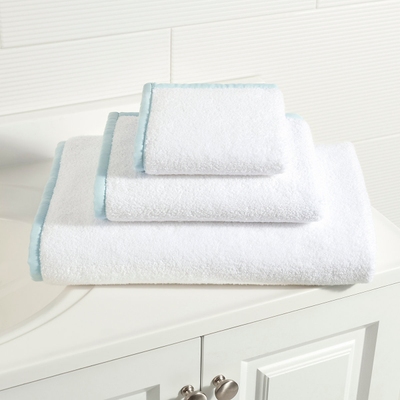 Signature Banded White/Soft Blue Towel