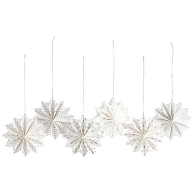 Silver Paper Star Ornaments/Set Of 6