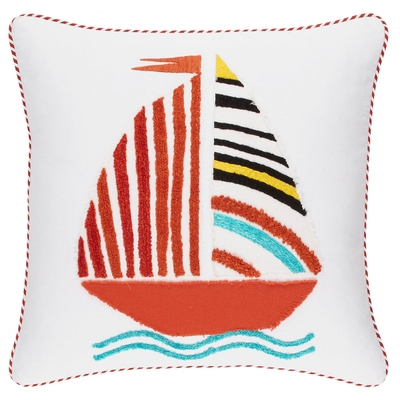 Smooth Sailing Applique Red Decorative Pillow