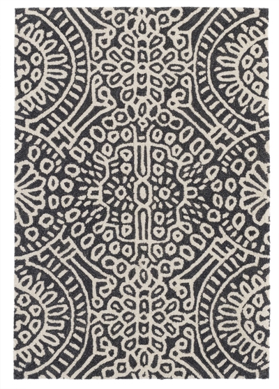 Temple Charcoal Hand Micro Hooked Wool Rug