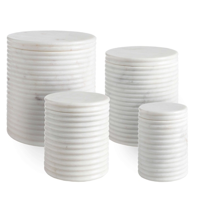 White Ribbed Marble Canister