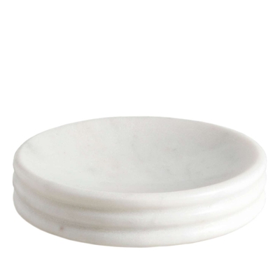White Ribbed Marble Soap Dish