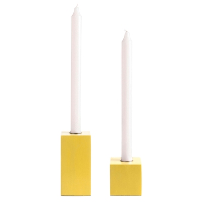 Yellow Wooden Candle Holder