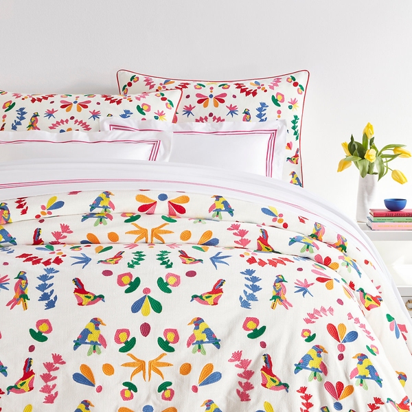 Bird Is The Word Embroidered Multi Duvet Cover
