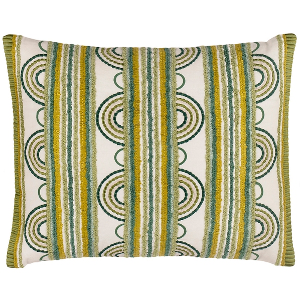 Button Embroidered Olive Decorative Pillow