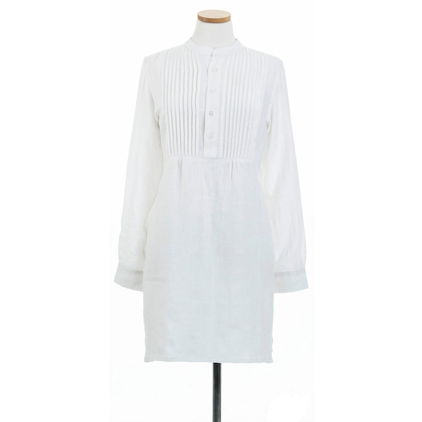 Chambray Pleated Linen White Tunic