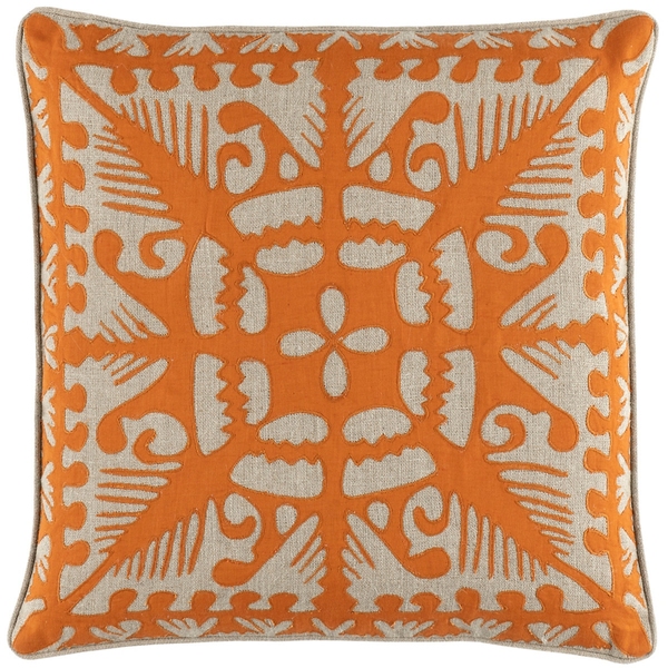 Knight Wood Linen Orange Decorative Pillow
