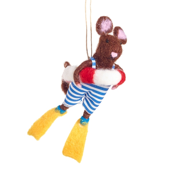 Swimmer Mouse Ornament