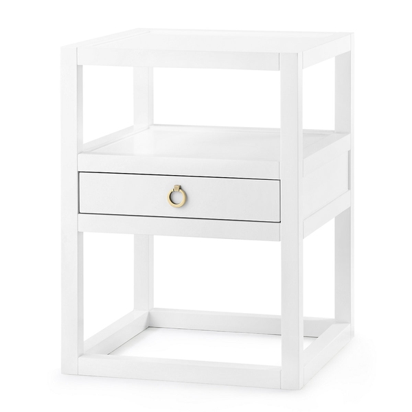 White Nelson 1-Drawer Side Table