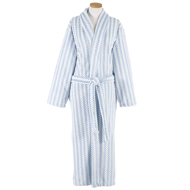Bubble Stripe Fleece Soft Blue Robe | Pine Cone Hill by Annie Selke