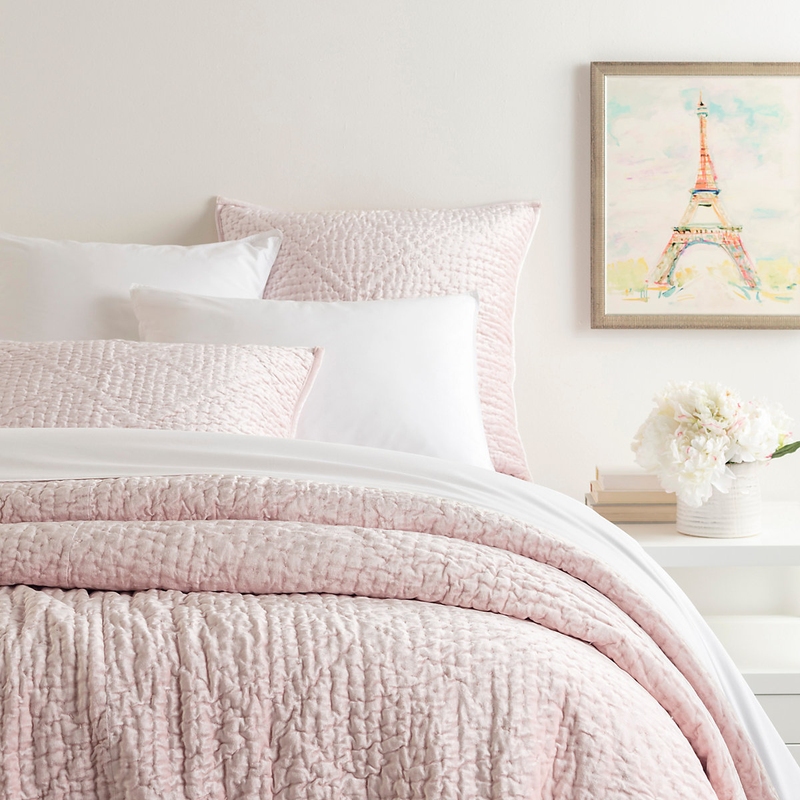 Parisienne Velvet Slipper Pink Quilt | Pine Cone Hill by Annie Selke