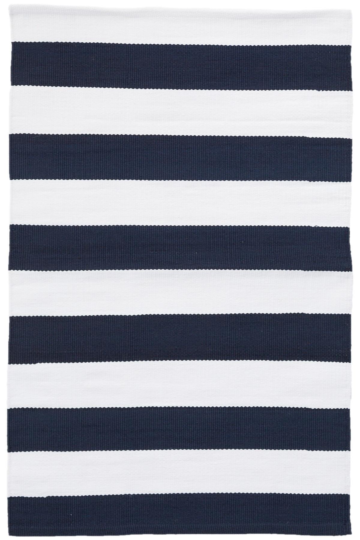 Catamaran Stripe Navy White Indoor, Navy And White Striped Rug