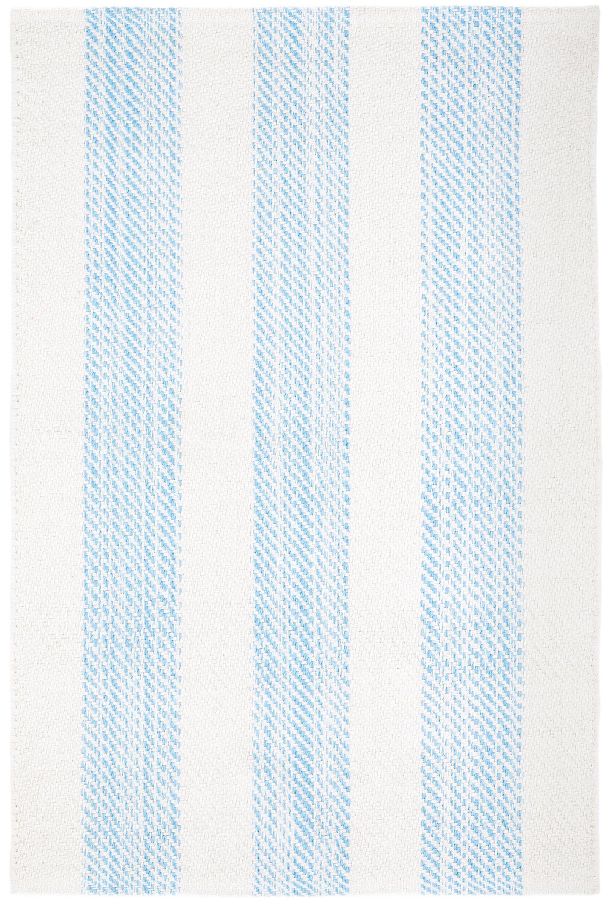 Cruise Stripe Blue Woven Cotton Rug, Blue And White Stripped Rug